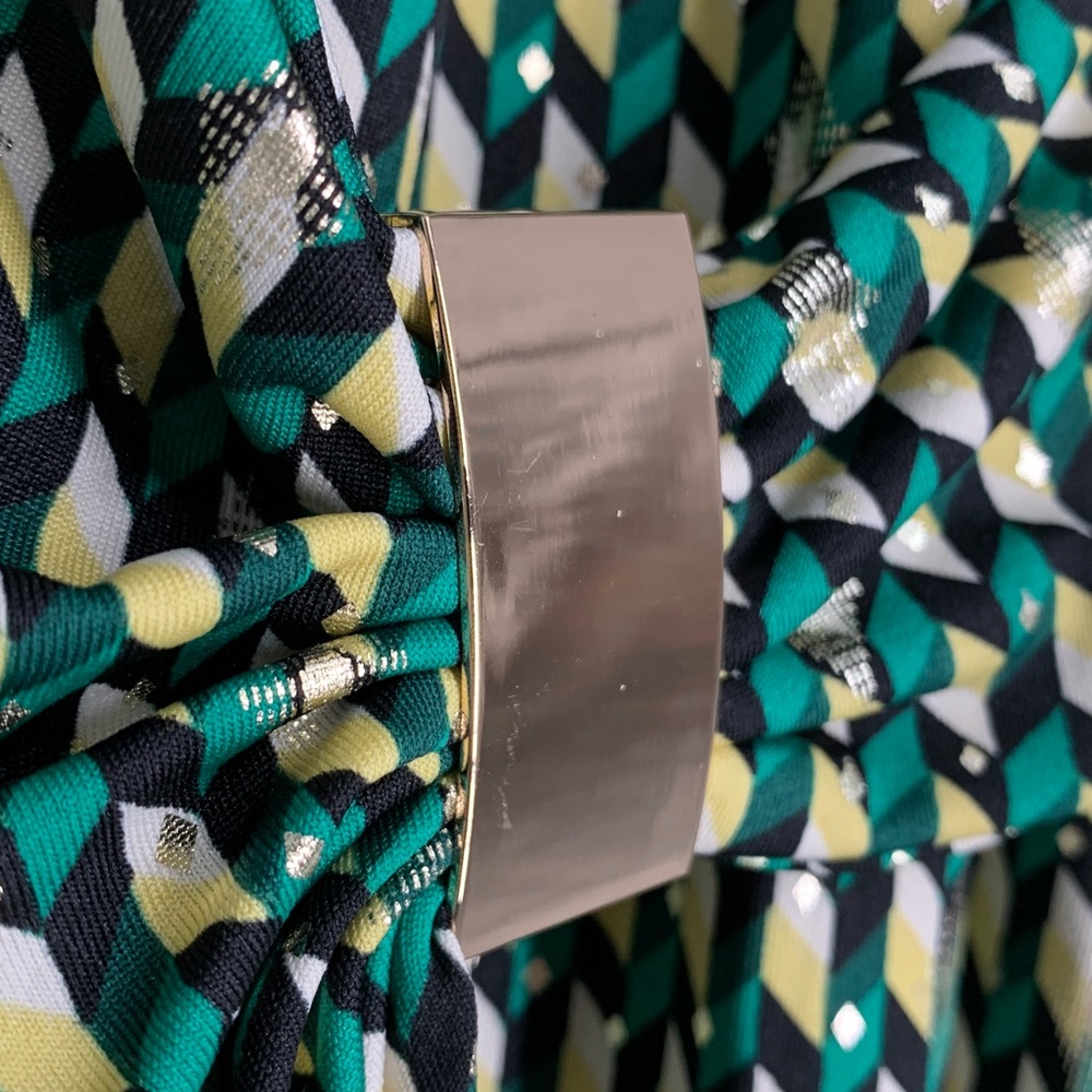 Sz 20W iconic Green and Cream Patterned Wrap Dress used - Picture 4 of 15